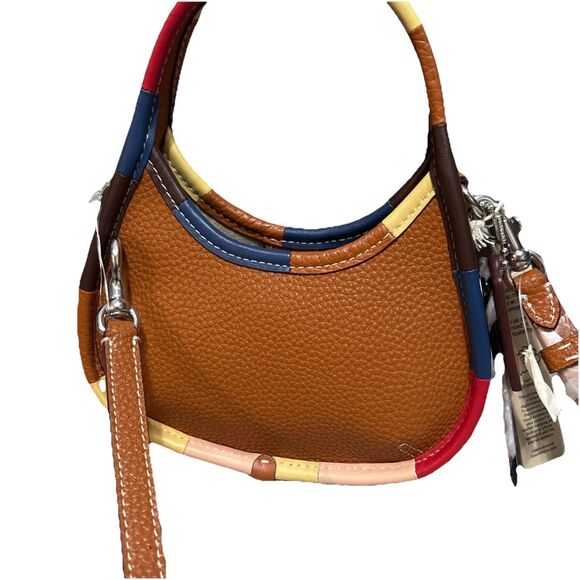 Coach Mini Ergo Bag Coachtopia Brown Leather 90s Rainbow Crossbody CQ831 - Picture 1 of 9